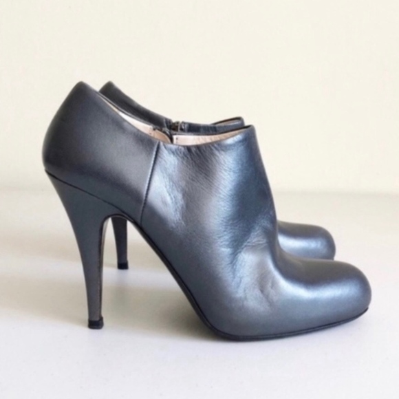 Prada Metallic Gunmetal Ankle Booties - Sz 38 -EUC - Picture 2 of 7